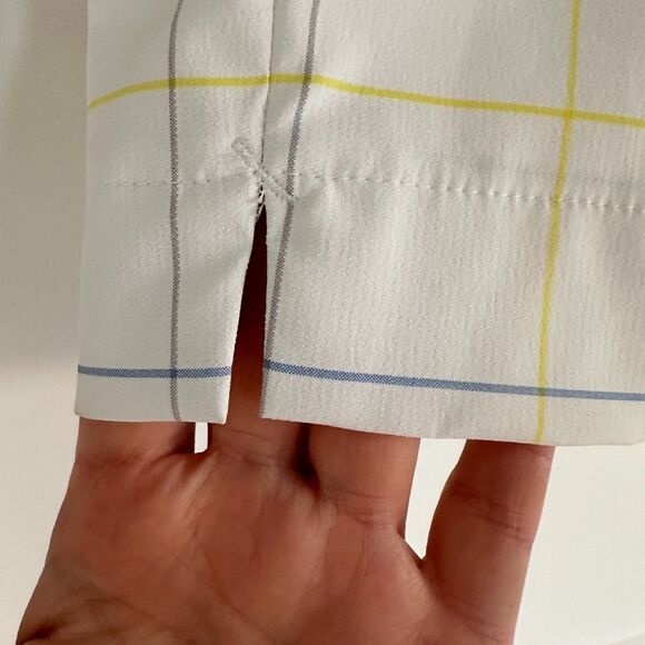 Nike Golf Bermuda Short Tech Dri-Fit White Blue Yellow Plaid Women Size 2 - Picture 3 of 6